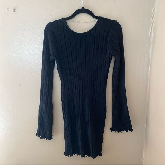 NWT SNDYS Baha Mini Dress Black knit open back sweater tunic Revolve M - Picture 7 of 7